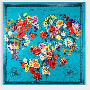 130cm*130cm twill silk love flower women's square scarf